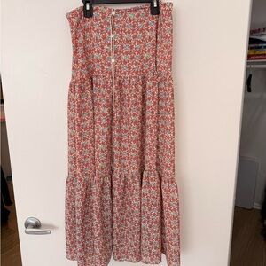 Max Studio Red and White Floral Maxi Skirt